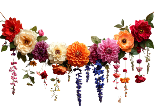 Flower garland with mix of floral motifs