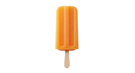 Isolated orange popsicle on a wooden stick, a summer treat, a refreshing and tasty snack