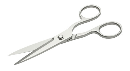 Obraz premium Isolated metal scissors, office tool for trimming or cutting with open blades, shiny stainless