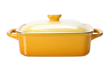 Yellow casserole dish with lid