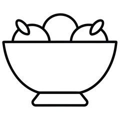 fruit bowl vector line art icon