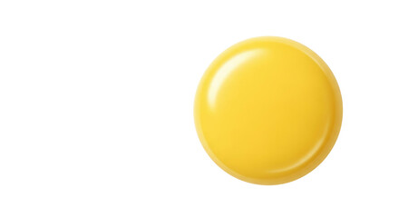 Isolated view of a single glossy yellow circle with light reflections for use in design