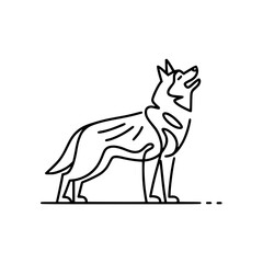 Fototapeta premium Elegant howling wolf line art, perfect for branding or logo design with modern and minimalist style
