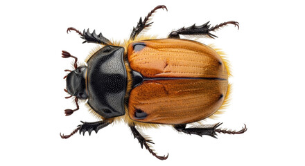Isolated Yellow-Brown Beetle, Macro Close-up of an Insect on a Plain Surface. Arthropod Specimen.