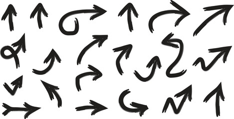 Black Brush Stroke Arrows on White Background Keywords: arrow, direction, pointer, sign, symbol