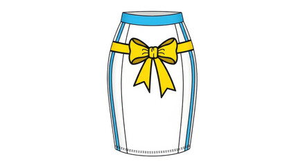 Isolated pencil skirt with ribbon at waist, fashion garment for trendy wardrobe, stylish clothing
