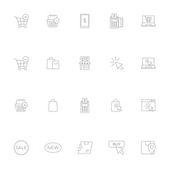 Large collection of outline e-commerce icons.
