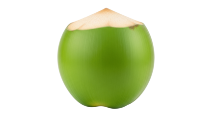 Isolated tropical young green coconut fruit is refreshing and delicious to drink the juice