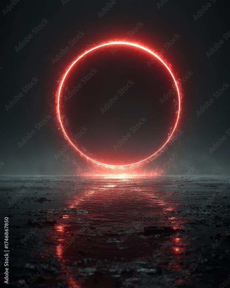 Canvas Prints glowing abstract portal with swirling effects in dark environment