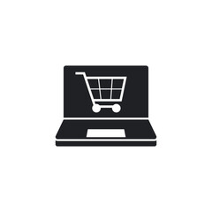 Online shopping via laptop e-commerce website.