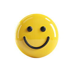 Fototapeta premium Glossy yellow emoticon with a simple, upturned smile and two small, dark eyes