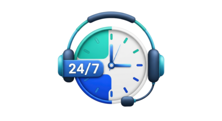 Isolated customer support assistance hours, online help service availability concept symbol