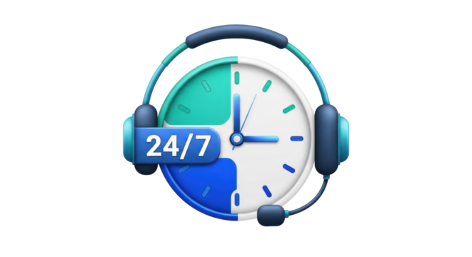 Isolated customer support assistance hours, online help service availability concept symbol