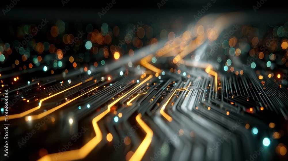 Canvas Prints close-up of futuristic circuit board with glowing details