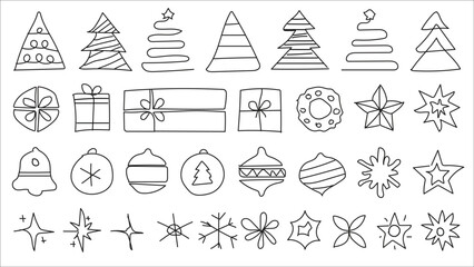 Christmas Icons and Symbols Doodle Set Keywords Christmas, holiday, festive, decoration, icon