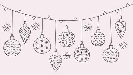 Christmas Ornaments and Snowflakes Garland Keywords Christmas, holiday, festive, decoration