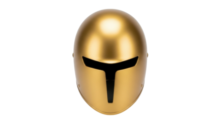 Isolated gold helmet, futuristic science fiction headgear for space warrior cosplay costume