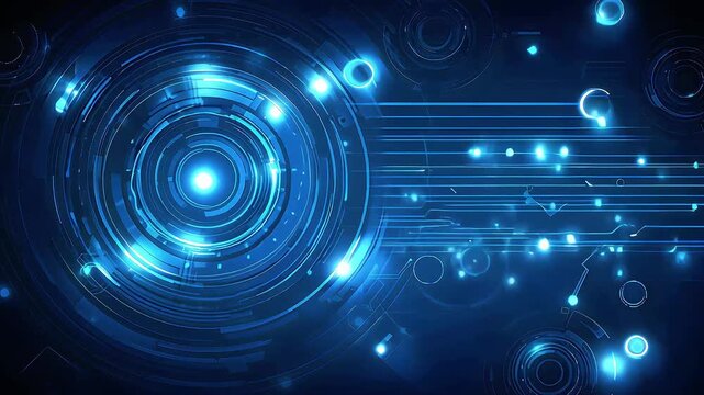 Glowing blue digital circuit board technology