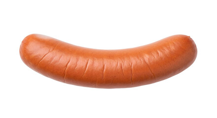 Isolated sausage, uncooked smoked brown frankfurter in curved shape, wiener meat food