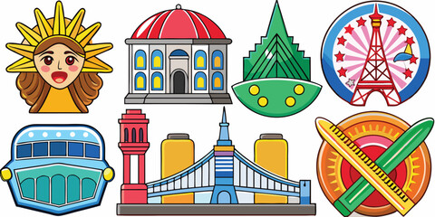Vector art of USA landmarks cartoon style