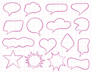 speech bubbles on checkered sheet. Vector Illustration for printing, backgrounds, covers and packaging. Image can be used for greeting card, poster, sticker and textile. Isolated on white background.
