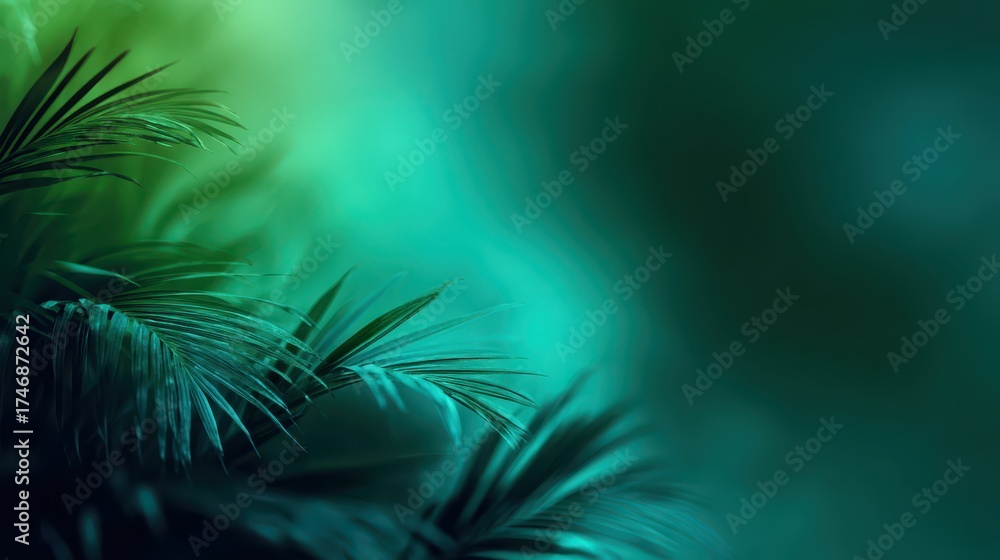 Canvas Prints soft blurry abstract gradient background with leafy elements in green