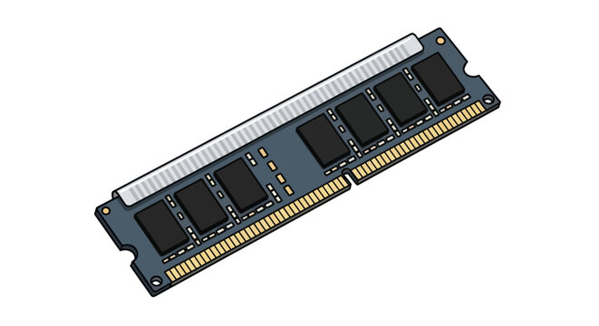 Computer RAM Module: Memory Chip with Black Heat Spreaders and Gold Pins.