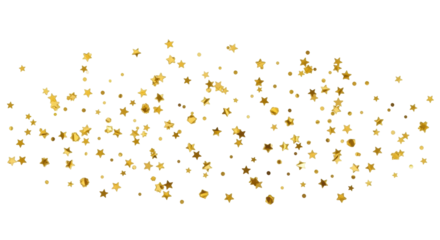 Isolated golden stars and dots fall from above confetti glitter for celebration decor
