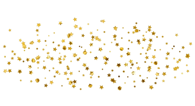 Isolated golden stars and dots fall from above confetti glitter for celebration decor