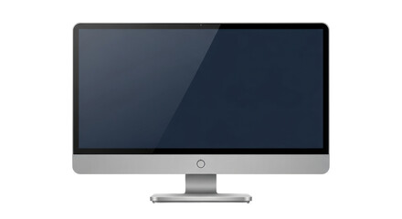 Isolated sleek computer monitor featuring dark screen reflecting light in a contemporary design