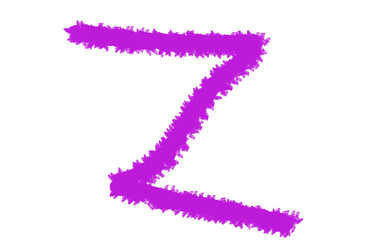 Bold magenta letter z drawn with a textured brush stroke against a contrasting Cloud, fog, Alfabet