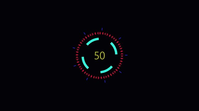 0 to 100 animated circle pending icon wheel loading concept on black background