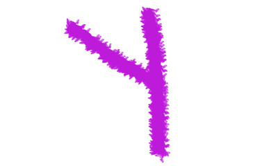 Vibrant magenta y rune symbol with jagged edges abstract and mystical graphic design element Cloud, fog, Alfabet