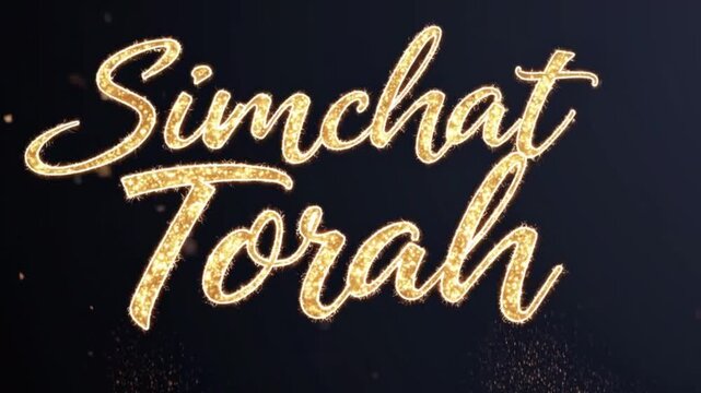 Simchat Torah Celebration: A glimmering, festive inscription capturing the spirit of Simchat Torah, shimmering against a deep, elegant backdrop, embodying the celebratory core.