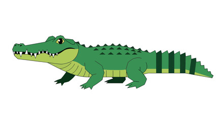 Obraz premium A green cartoon alligator with sharp teeth and a long tail.