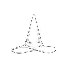 Fototapeta premium Hand drawn witch hat outline for halloween and magical occasions simple sketch transparent background