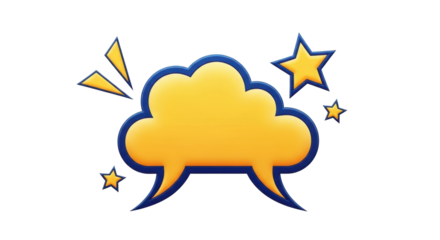 Isolated thought bubble cloud with stars and burst shapes, comic art illustration, vector