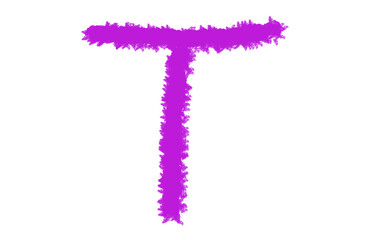 Vibrant purple uppercase letter t hand drawn design with textured effect digital graphic Cloud, fog, Alfabet