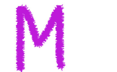 Vibrant magenta letter m drawn with jagged brush strokes on a dark canvas Cloud, fog, Alfabet
