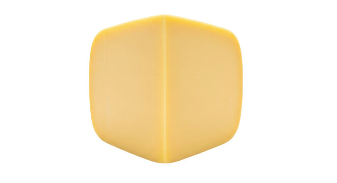 Isolated close up of a block of yellow cheese for food photography, advertising or packaging design