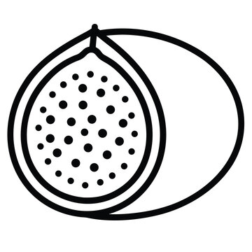 black outline passion fruit halves clip art preview