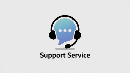 Customer Support Icon: Depicting a clean, simple graphic illustrating a customer support icon, a headset sits atop a speech bubble to symbolize accessible and quick service.