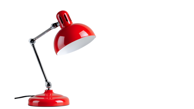 Red desk lamp clean white background
