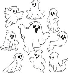 Set of Halloween Ghosts