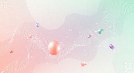 Dotted Minimalist Vector Line Banner Floating in Abstract Pastel