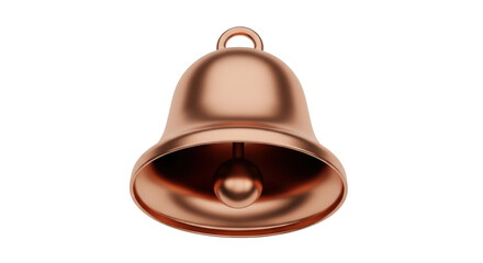 Isolated bronze bell with a clapper for ringing in celebrations and holidays, shiny surface