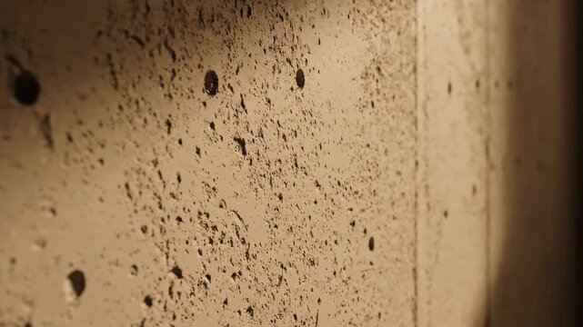 Concrete Wall Texture Close-Up - A close-up shot captures the rough texture of a poured concrete wall.