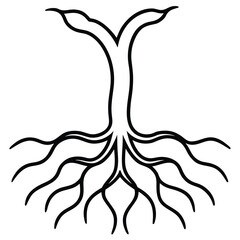 roots  vector line art icon