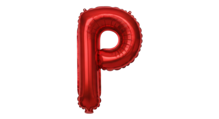 Isolated letter P party balloon, vibrant red, holiday design and birthday party decor