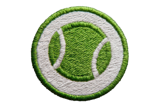 High quality photo of a tennis ball logo with textured grass surface isolated on transparent background - Powered by Adobe
